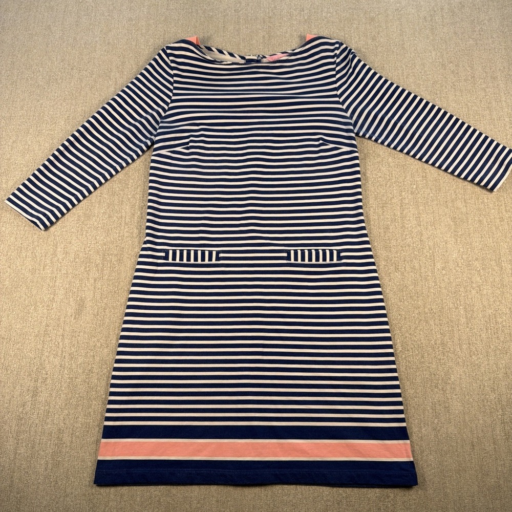 Lilly Pulitzer Layton Shift Dress Women Size M Blue‎ White Striped Nautical Pink